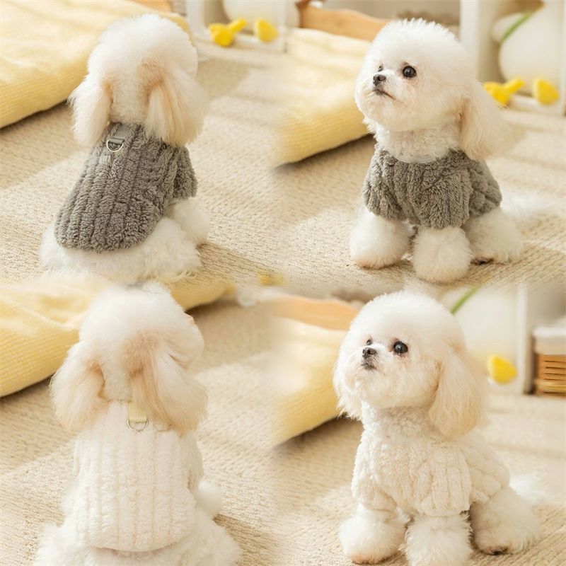 ペット服猫ビション小型犬ポメラニアンテディ子犬犬秋冬肥厚リードバックル付きロングぬいぐるみ服犬 服 犬 犬の服 犬 洋服 犬の服夏 犬洋服