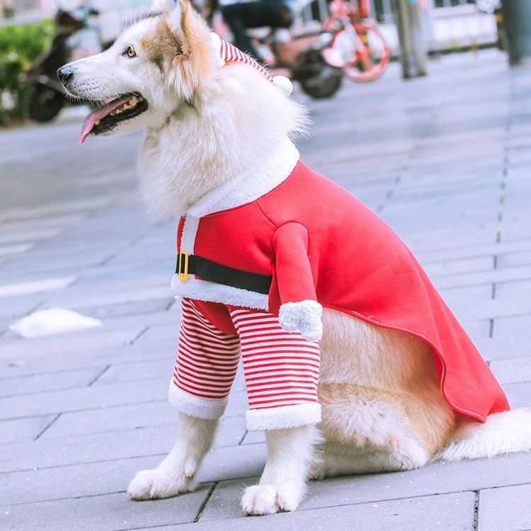 2023年新作入荷 ペット服 犬 服 Tシャツ ドッグウェア中国のビッグドッグと猫サンタクロース犬犬の犬のペット製品秋と冬の豪華なファンボディゴールデンレトリバーの変更