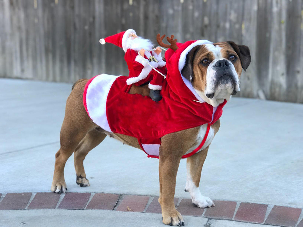 ペット犬クリスマス衣装サンタ乗馬スーツクリスマスペット服鹿乗馬スーツペットクリスマス用品
