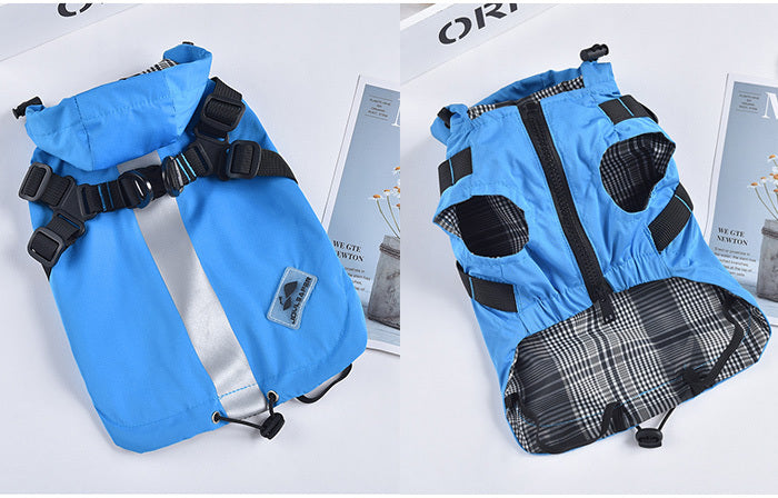 レインコート 服 ドッグウェア 一体型 ウェア 犬 フード付 ハーネス 中型犬 ペット ドッグ 猫 小型犬