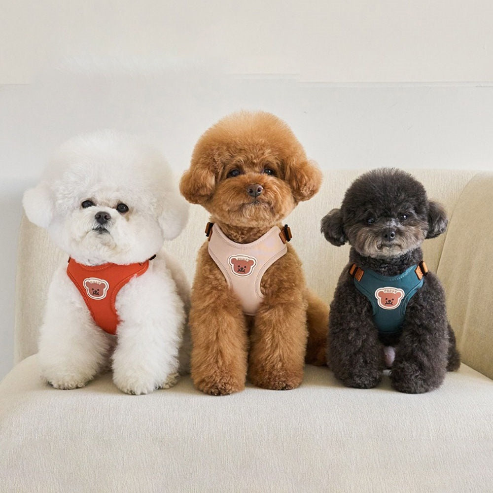ペット胸ストラップ牽引セット小型犬外出ベスト式牽引ロープ通気テディ熊犬ロープ メガ割ワンピースパンツトートバッグ
