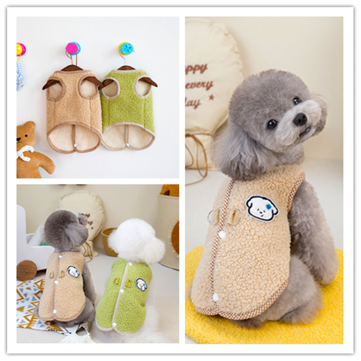 人気犬服ペット服猫秋冬新作テディビション背中開きペレットラムズウールベスト