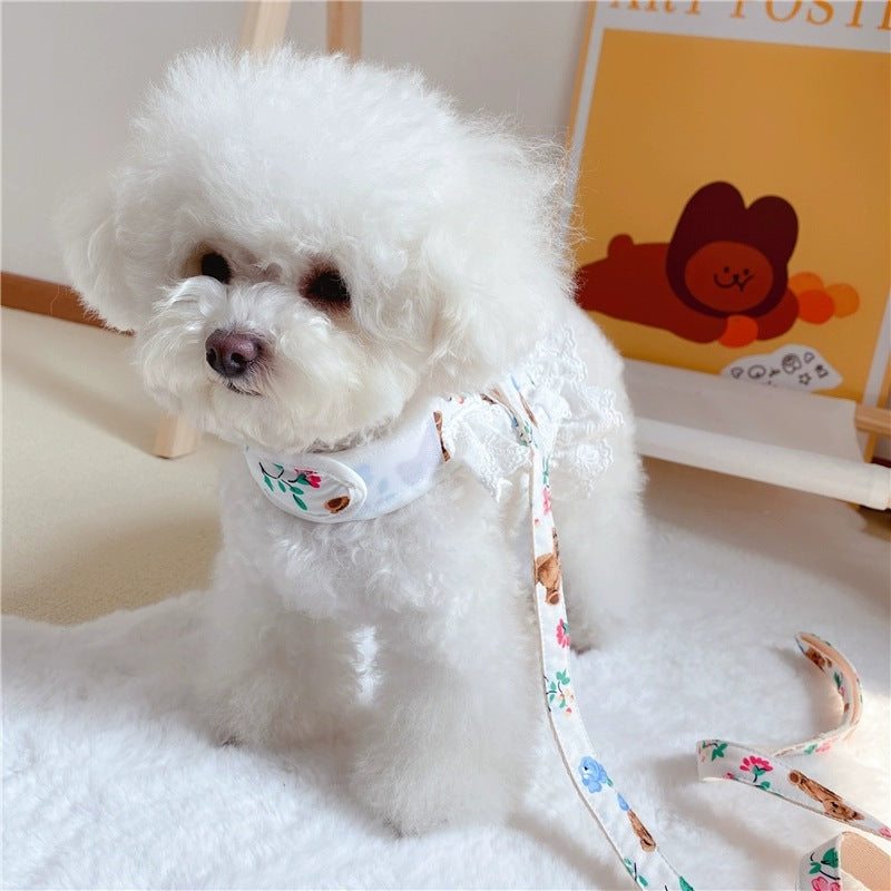 犬の牽引紐のベスト式のかわいいペットの服の夏の薄いタイプの王女の風は犬の牽引紐の猫の服を散歩します メガ割ワンピースパンツトートバッグ