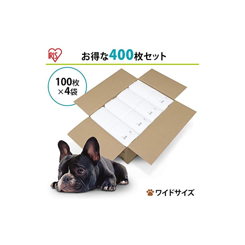 【即納】アイリスオーヤマ ペットシーツ 薄型 1回使い捨て 抗菌 消臭 小型犬中型犬 ワイド 100枚4袋(400枚入) (ケース販売)