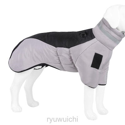 ドッグウェア 背中開き 中綿 コート 配色 中型犬 大型犬 向け 犬服 ダウン ジャケット ハイネック ハーネス 秋 冬 3XL 防寒