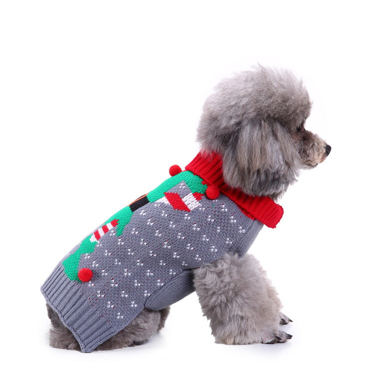 2023年新作入荷 ペット服 犬 服 Tシャツ ドッグウェアペットの服セーターハイネック犬の服セータークリスマス雪花の犬のセーター秋冬