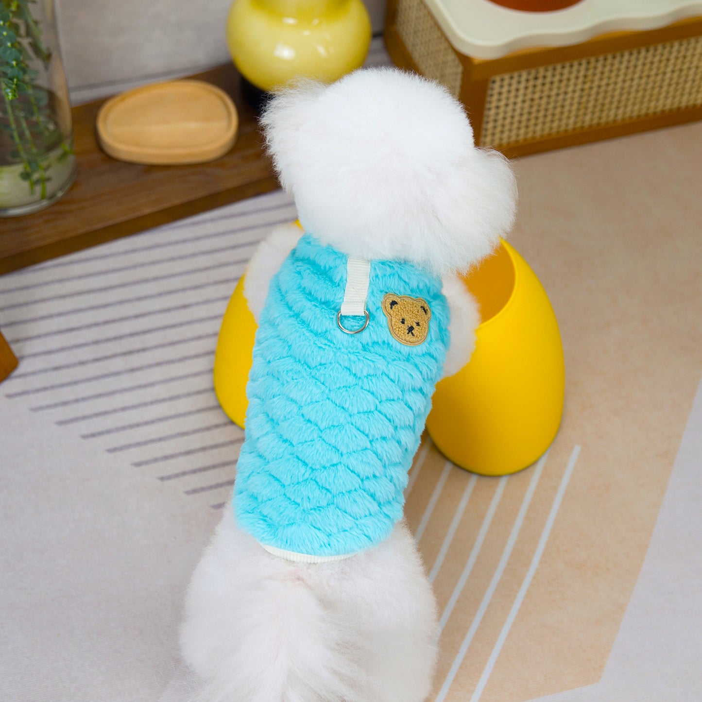 人気犬の服ペット服テディ小型犬猫が着ることができる秋と冬暖かい快適なピーチハート3色フリースジャケット