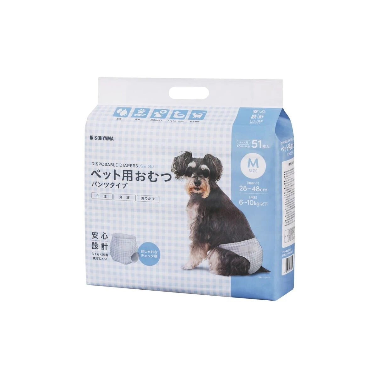 <a href="https://www.qoo10.jp/gmkt.inc/Search/brand.aspx?brandno=49458" target="_blank" class="title_brand" id="btn_brand" title="アイリスオーヤマ">アイリスオーヤマ</a>アイリスオーヤマ ペット用おむつ Mサイズ 51枚入り 2個セット