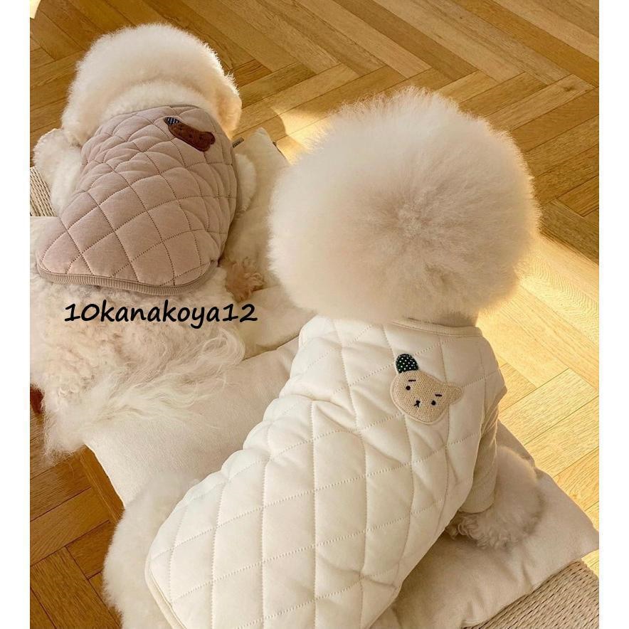 犬 服 ジャケット コート クマ 犬の服 オシャレ 防寒 キルティング ダウン風ジャケット 冬 防寒 冬服 冬物