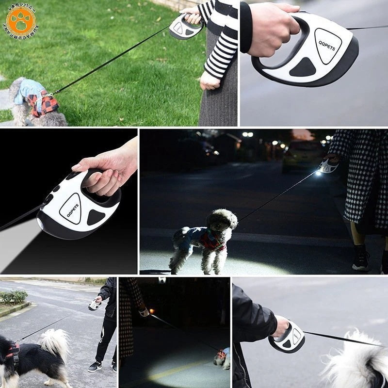 犬用リード 伸縮式 LEDライト付き 軽量 小型犬 中型犬 巻き取り 自動巻き 大型犬 滑り3089