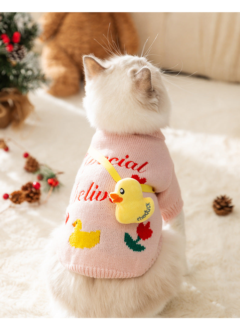 猫クリスマスお祭り秋冬ヘラジカクロスボディニットジャンパー犬暖かいハロウィンペット服