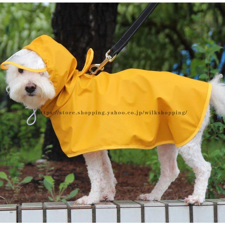 犬用レインコート 犬レインコート ポンチョ型 ドッグウェア 犬カッパ 雨具 腹当て 透明フード付き ダックスフント 雨対策 散歩 お出かけ
