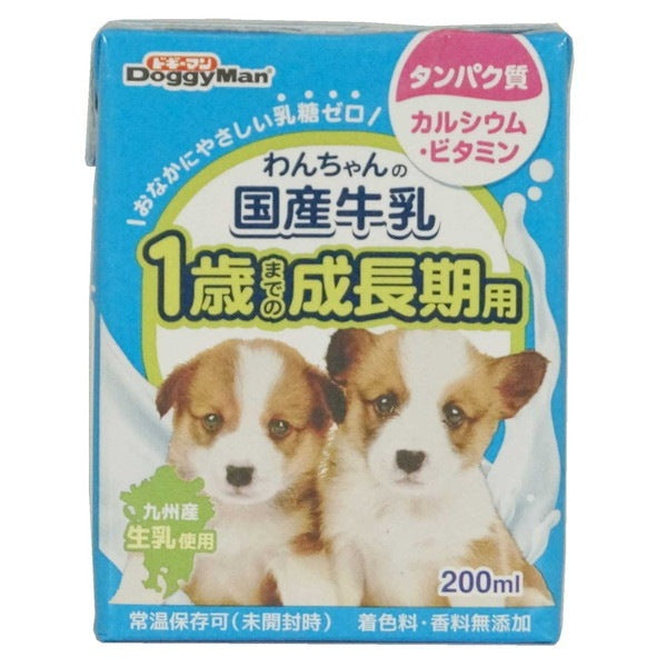 <a href="https://www.qoo10.jp/gmkt.inc/Search/brand.aspx?brandno=25753" target="_blank" class="title_brand" id="btn_brand" title="ドギーマン">ドギーマン</a>わんちゃんの国産牛乳 成長期用 200ml