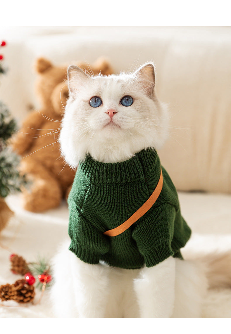 猫クリスマスお祭り秋冬ヘラジカクロスボディニットジャンパー犬暖かいハロウィンペット服
