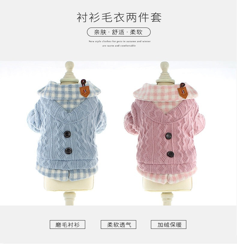 2色春秋冬ダウンコートの新金新品偽2件犬の服ピンクかわいい猫のバブルスリーブロリータお姫様ベスト新生ミルク犬のミルク猫の子犬マシュマロ小型犬クマちゃんペットテディ服CXDZ