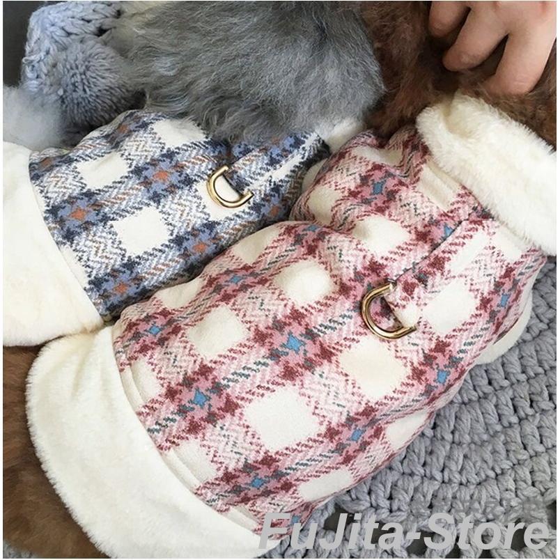 ペット服 犬服 ニット 犬用 犬 ドッグウェア ペットグッズ チェク柄 猫用 猫服 猫パーカ 冬服 秋服 暖かい 裏起毛 防寒 可愛い ボア