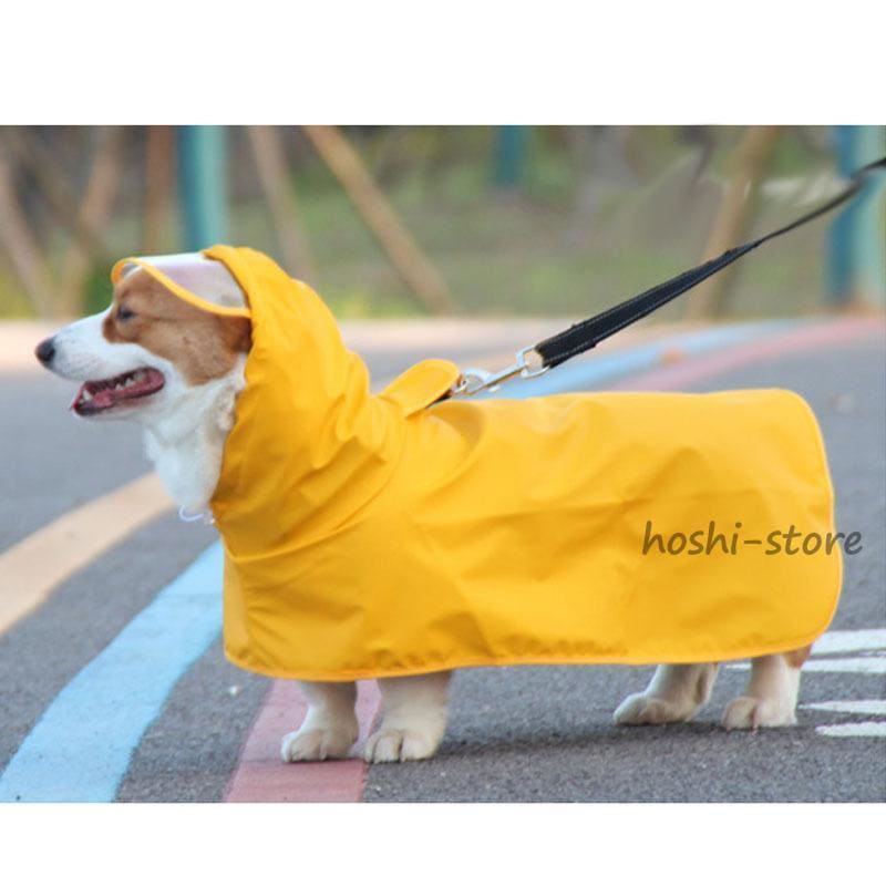 犬用レインコート 犬レインコート ポンチョ型 ドッグウェア 犬カッパ 雨具 雨対策 散歩 お出かけ 腹当て 透明フード付き 小型犬 中型犬 大型犬