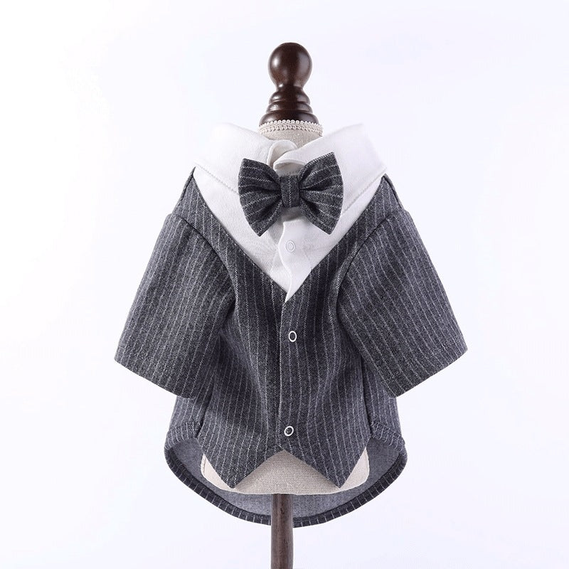 【輸送費無料】結婚式に出席するペットの猫の服夏のハンサムな犬BichonPuppet猫の薄いスーツテディスーツのド