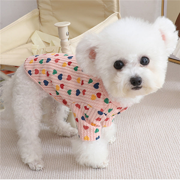 ドッグウェア ハート柄 犬 服 トップス 犬の服 あったか 秋 冬 超小型犬 小型犬 中型犬 猫 ペット 犬用 洋服 お散歩 可愛い メール便