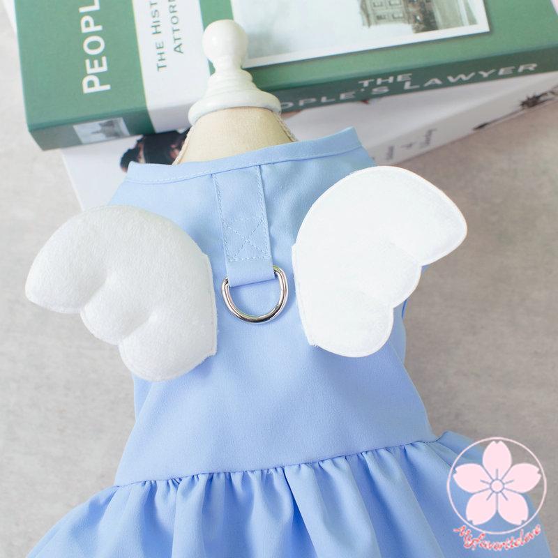 新作登場 ペット服 安い 犬 春 夏 秋 天使の羽 ワンピース フリル ウェアハーネス かわいい 可愛い 猫 ドッグウェア