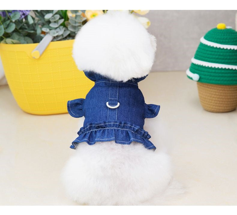 ペットの猫の服の王女の子犬のデニムのスカートのベスト メガ割ワンピースパンツトートバッグ