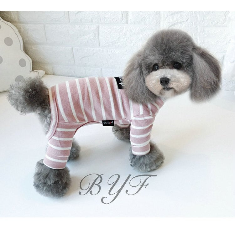 犬服 ストライプ柄 小中型犬服 犬洋服 ペット服 ペット用品 猫 犬つなぎ オシャレな犬用ロンパース