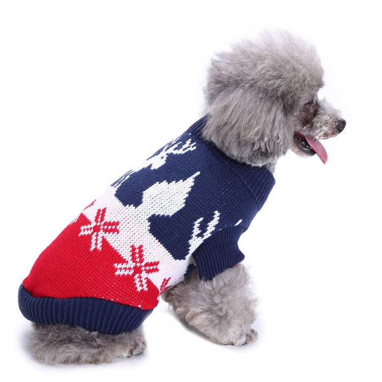 2023年新作入荷 ペット服 犬 服 Tシャツ ドッグウェアペットの服セーターハイネック犬の服セータークリスマス雪花の犬のセーター秋冬