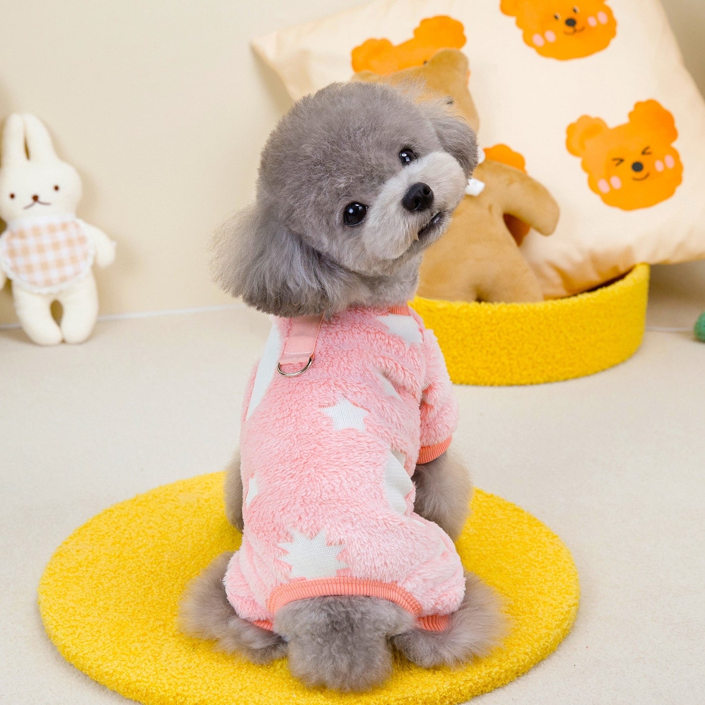 人気犬の服ペットの服小型犬や猫が秋と冬に着用することができ暖かく快適なグローインザダーク4本足のフリースのジャケット