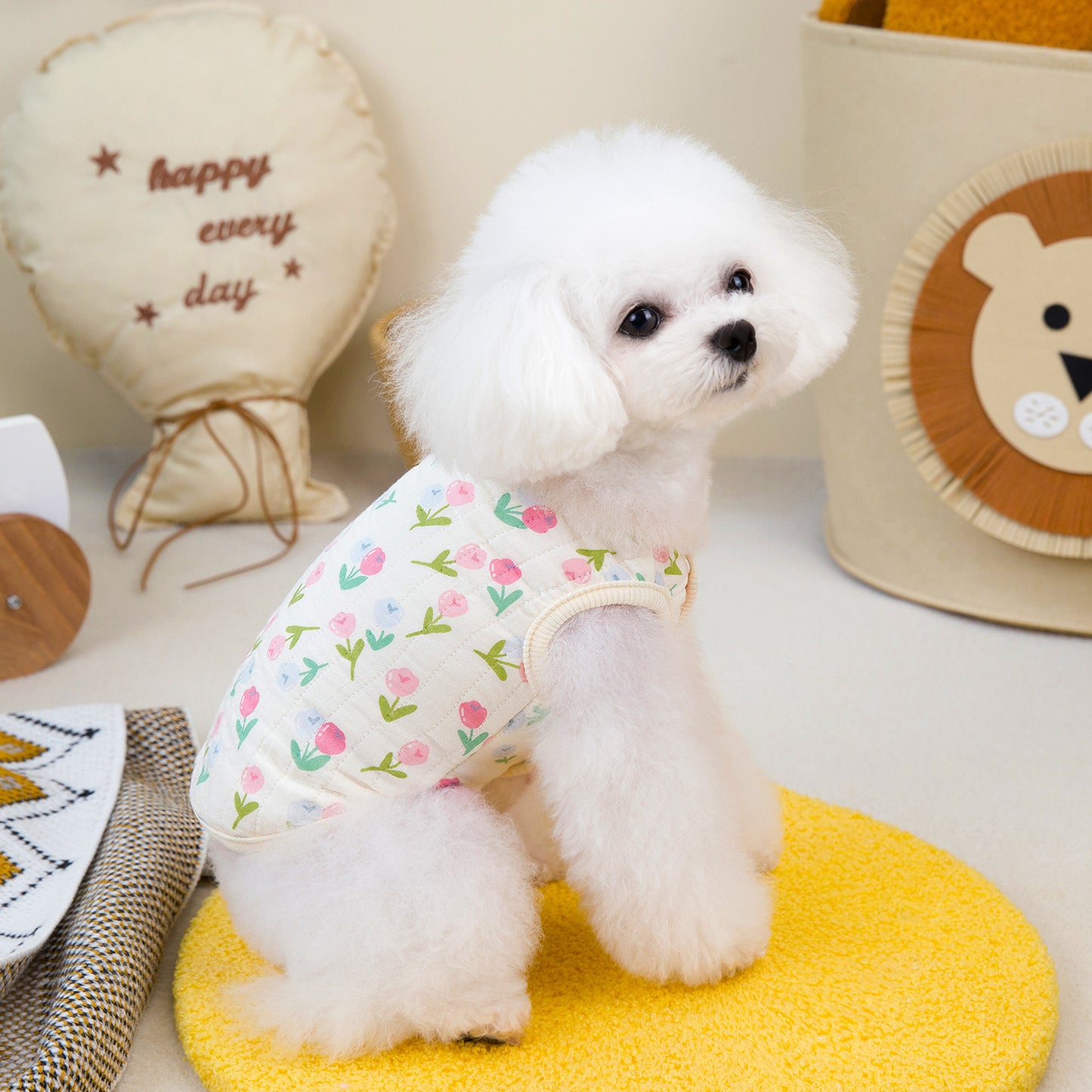 人気ペット用品犬服猫小型犬快適テディダブルガーゼ綿ベスト