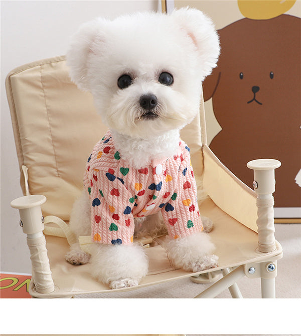 ドッグウェア ハート柄 犬 服 トップス 犬の服 あったか 秋 冬 超小型犬 小型犬 中型犬 猫 ペット 犬用 洋服 お散歩 可愛い メール便