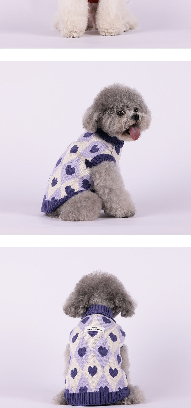 ペットウェアペットニット新作秋冬 ペット服 犬猫服 快適で可愛い ハートノースリーブセーター厚手保温冬の子犬服中型犬ペット服ペットウェア