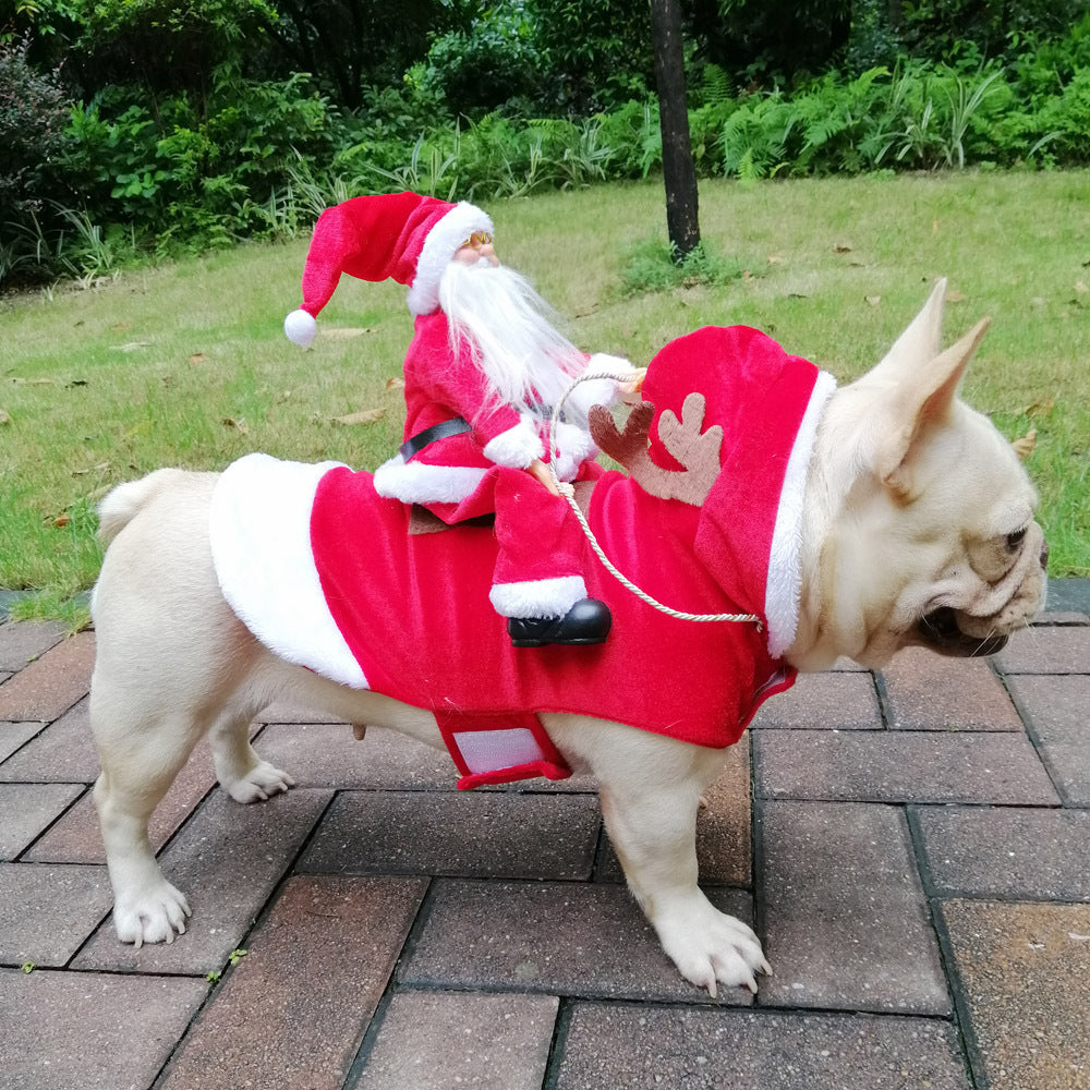 ペット犬クリスマス衣装サンタ乗馬スーツクリスマスペット服鹿乗馬スーツペットクリスマス用品