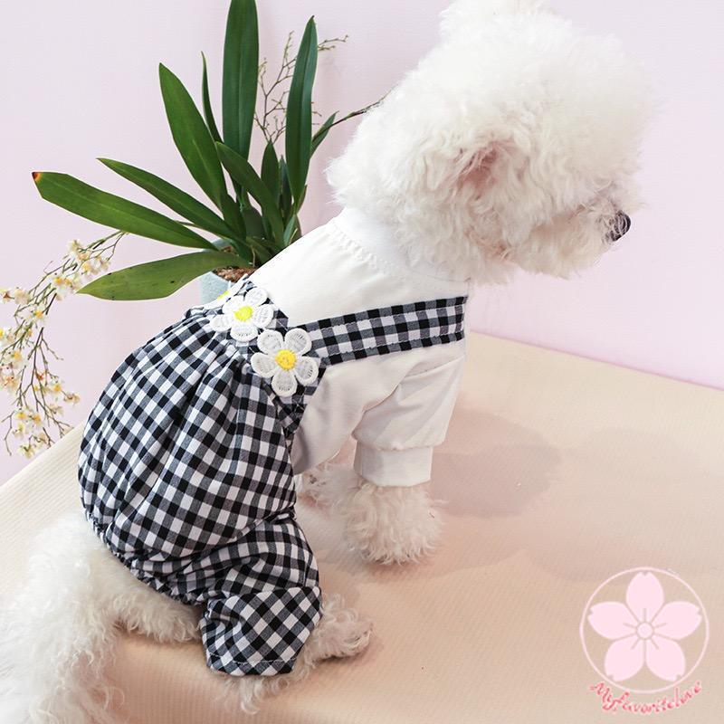 万能流行感 ペット 服 安い 犬 春 夏 秋 冬 ギンガム チェック サロペット かわいい 可愛い ハイブランド 猫 ドッグウェア