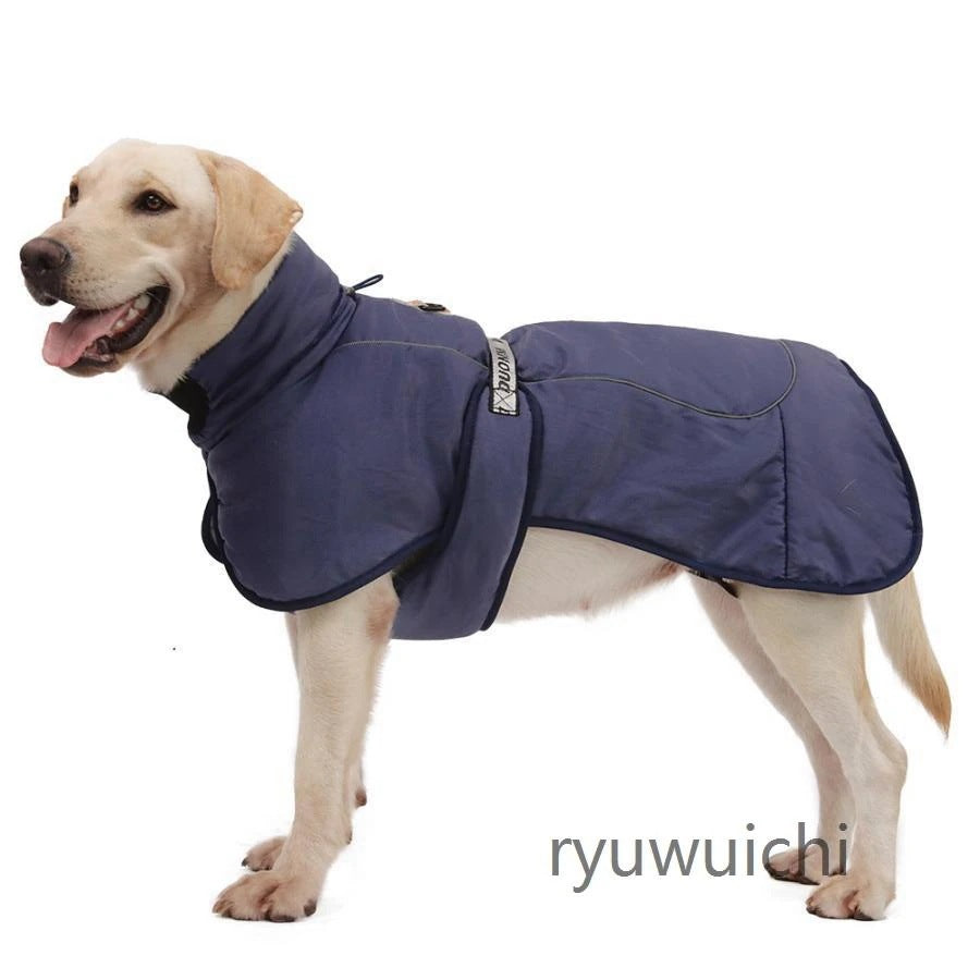 大型犬 中型犬 犬 ジャケット 反射テープ付き ダウン風ジャケット 首元カバー ベスト ウェア ドッグウェア ペット 服 防水 防風 防寒 おしゃれ 可愛い