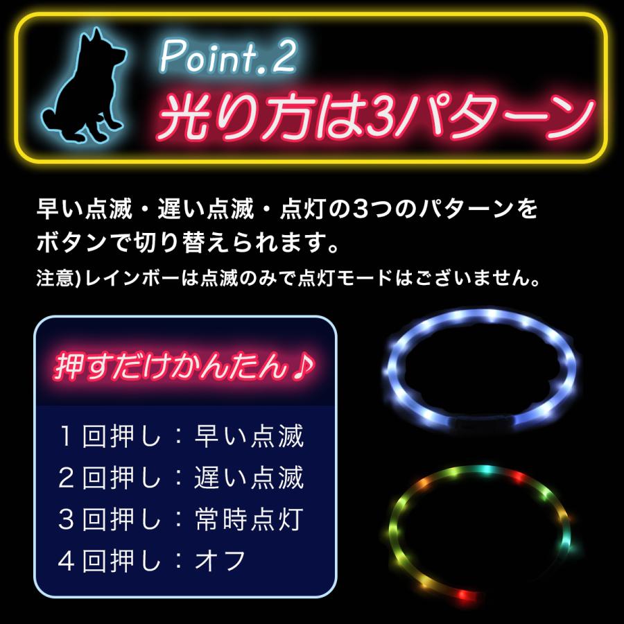 光る首輪 光る 充電式 散歩 首輪 LED おしゃれ 犬 夜 ペット レインボー 猫 USB ライト