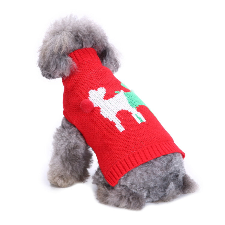 2023年新作入荷 ペット服 犬 服 Tシャツ ドッグウェアペットの服セーターハイネック犬の服セータークリスマス雪花の犬のセーター秋冬