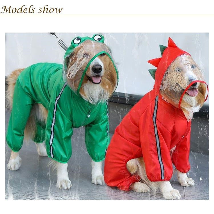 犬服 レインコート ドッグウェア 雨具 レインウェア ポンチョジャケット ペット服 ドッグ フード付き 反射テープ付き 雨の日 防水