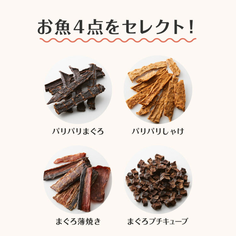 【お魚4点セット】 犬用 おやつ 食べ切りサイズ 無添加 お魚 日本製 国産 犬用おやつ ご飯 ご褒美 トリーツ トッピング 素材系 魚 mimipets オリジナル 犬 小型犬 室内犬 ペット(代引