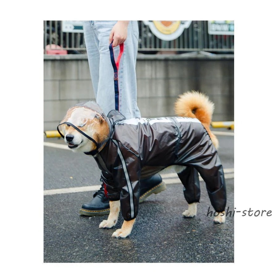 犬用 レインコート ポンチョ 着せやすい ドッグウェア 柴犬 ブラック ホワイト 雨具 カッパ 透明 フード付 小型 中型 大型
