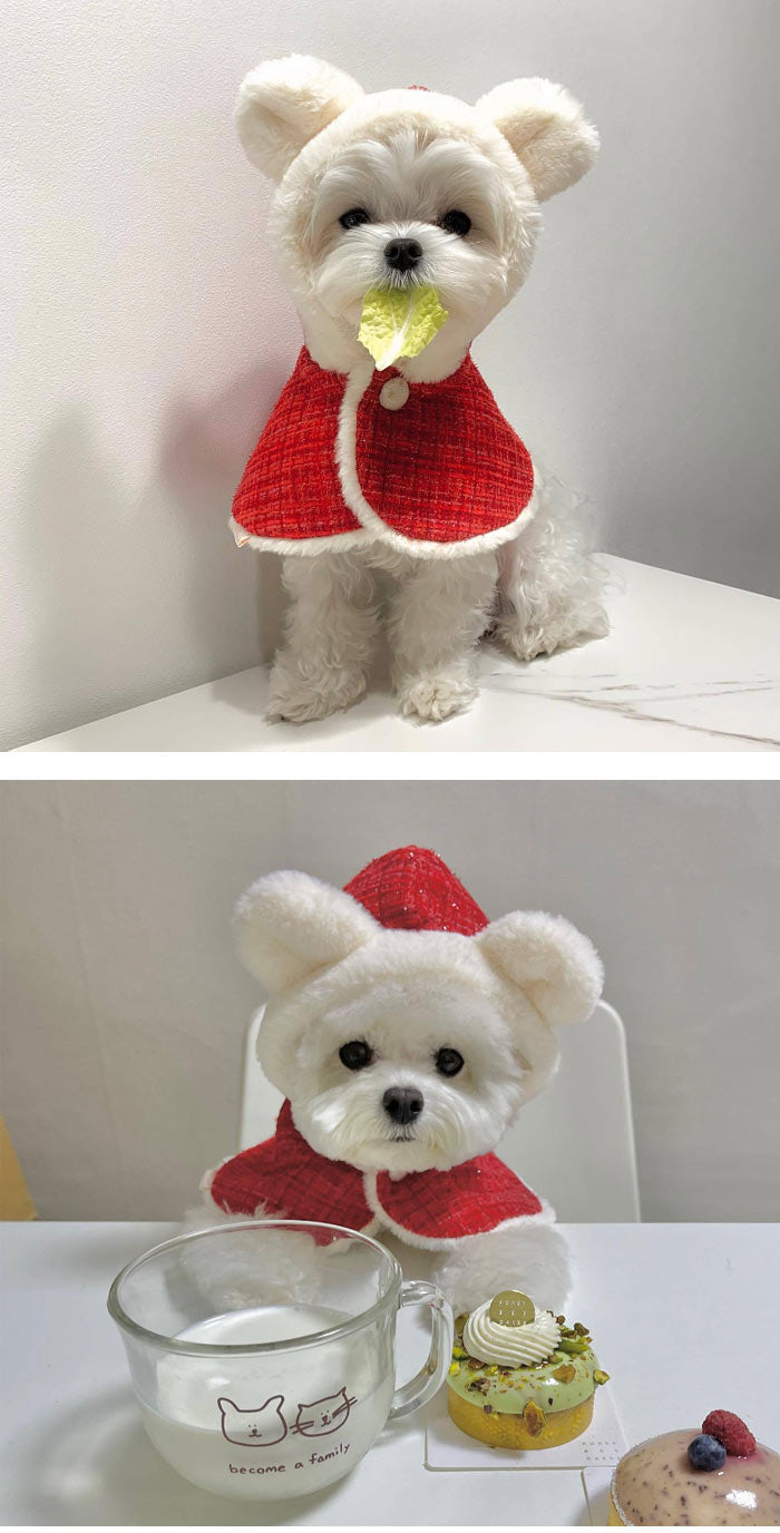 速達!ペット クリスマス 衣装 ペット用ハット ドッグウェア キャットウェア マント フード クリスマス衣装 ネコ 猫 犬 ペット用品 クリスマス ペット服 クリスマスコスチューム フード付き 秋 冬
