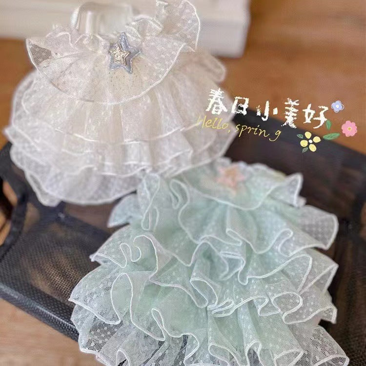 メガ割 24天星いっぱいのウェディングドレスドレス甘い犬のペット服猫のスカートテディ王女のスカート
