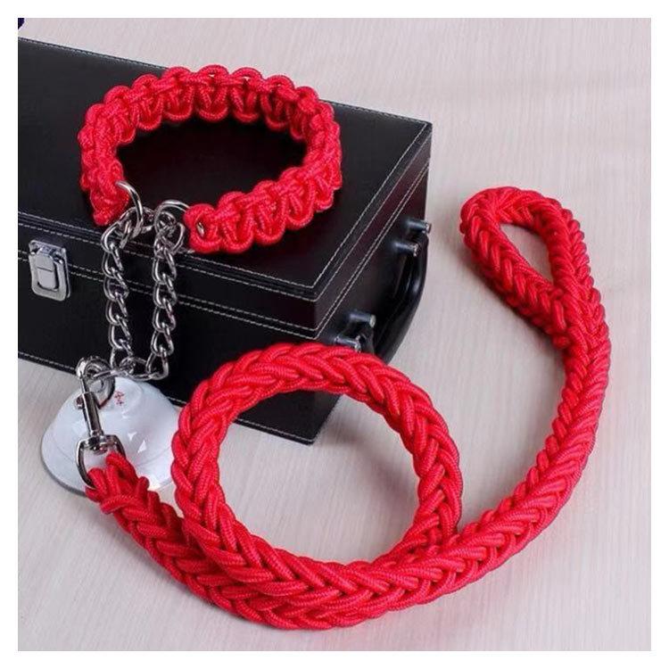 首輪付きリードセット セット ハーフチョーク 全11色×4サイズ XL + しつけ ペット 首輪 犬 中型犬 大型犬 パラコード S M L リード