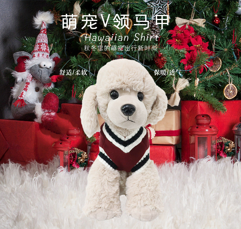 ペット 人気 ペットウェアの服秋冬ニットベストVネック学院ベストテディボ犬の服 大型犬 小型犬服