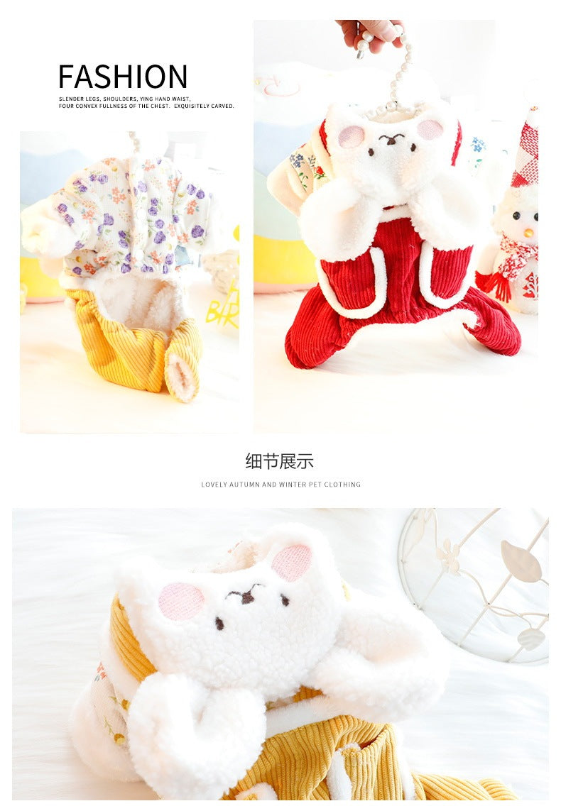 2色XS-XLあたたまることスエード入り厚手タイプ犬の服かわいいウサギ猫のミルク犬のミルクプリンセス子犬マシュマロ小型犬テディ服キャミソール甘い猫犬服CXDZ93
