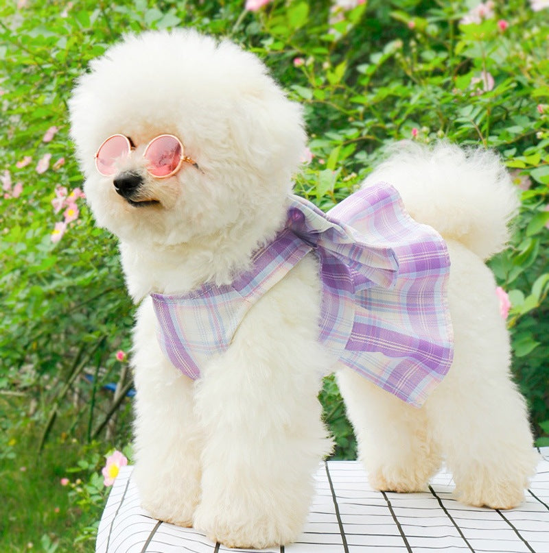 犬服 ハーネス カラー6色 かわいい おしゃれ JK服デザイン 犬服 ハーネス 一体型 リード チェック柄 軽量 調整可能 着やすい 散歩 子犬 猫用ペット用品 首輪 小動物用 落ちない