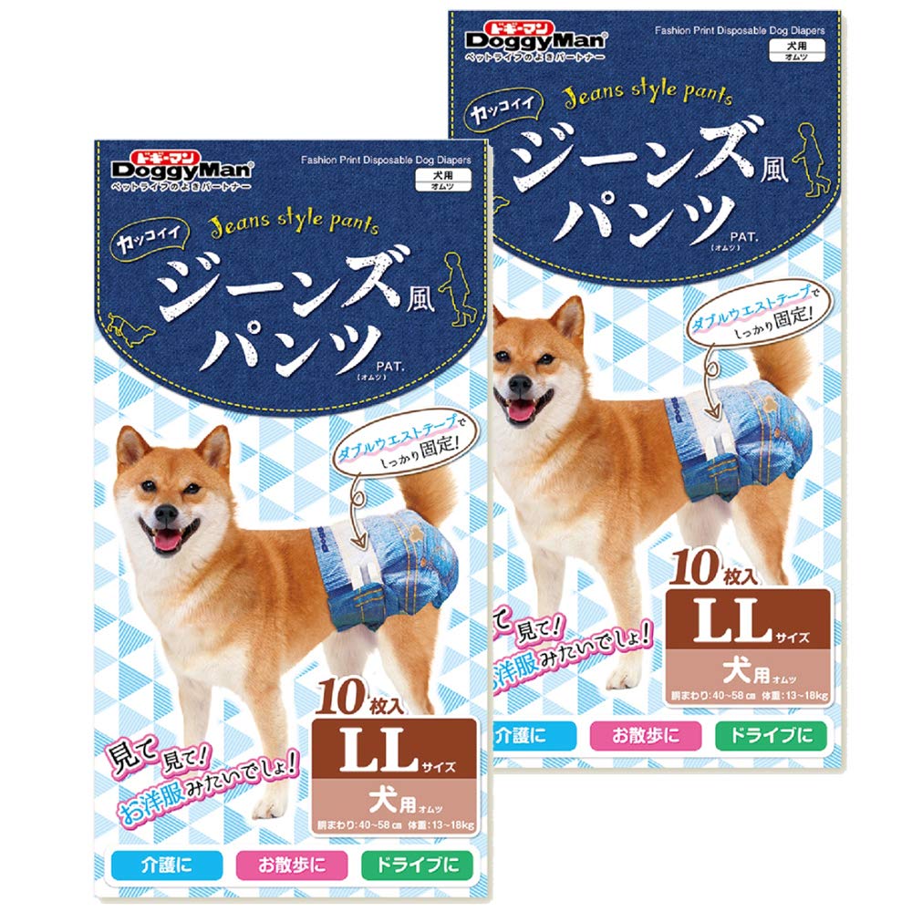 ドギーマン ジーンズ風パンツ ペット用 LLサイズ 10枚入×2個 (まとめ買い)