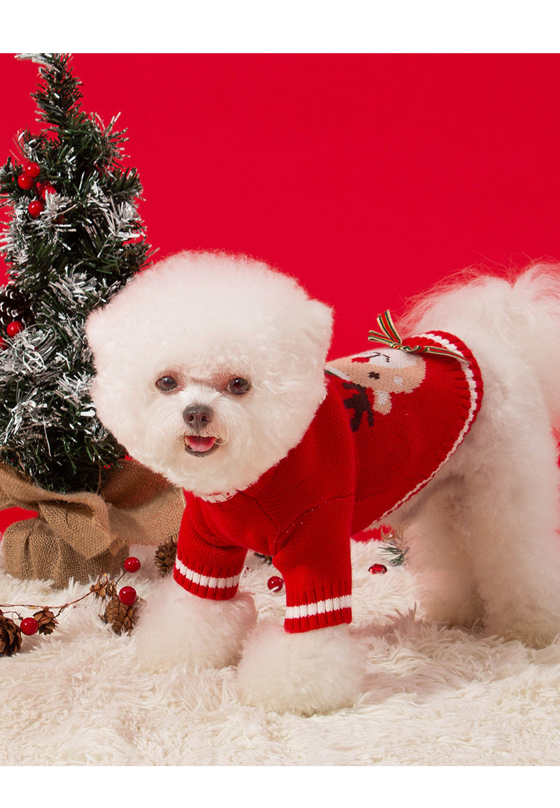 秋と冬犬エルククリスマスお祝いセーター小型および中型犬猫ペット服新年服 ペット服
