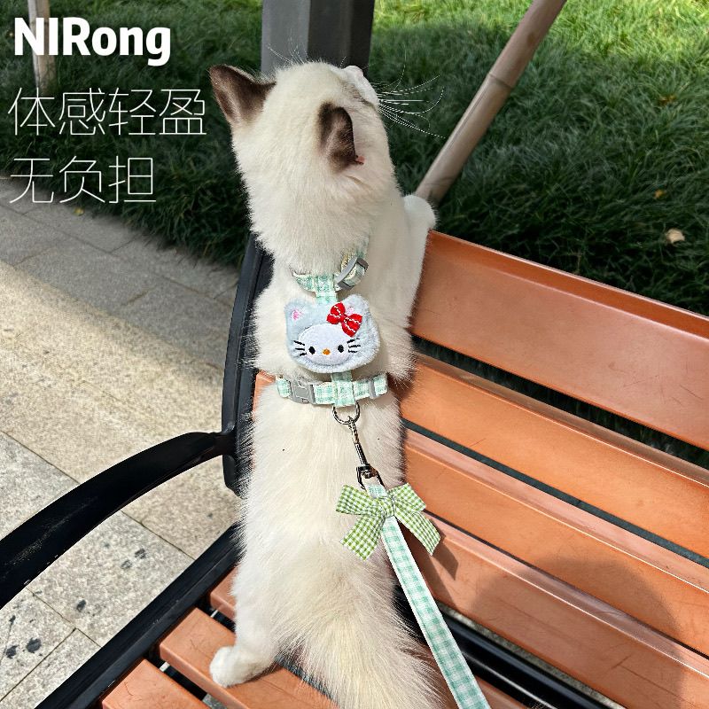 メガ割日系かわいい蝶ネクタイ猫牽引ロープウサギ首輪猫チェーン工字型散歩ロープは外出を調節できる914