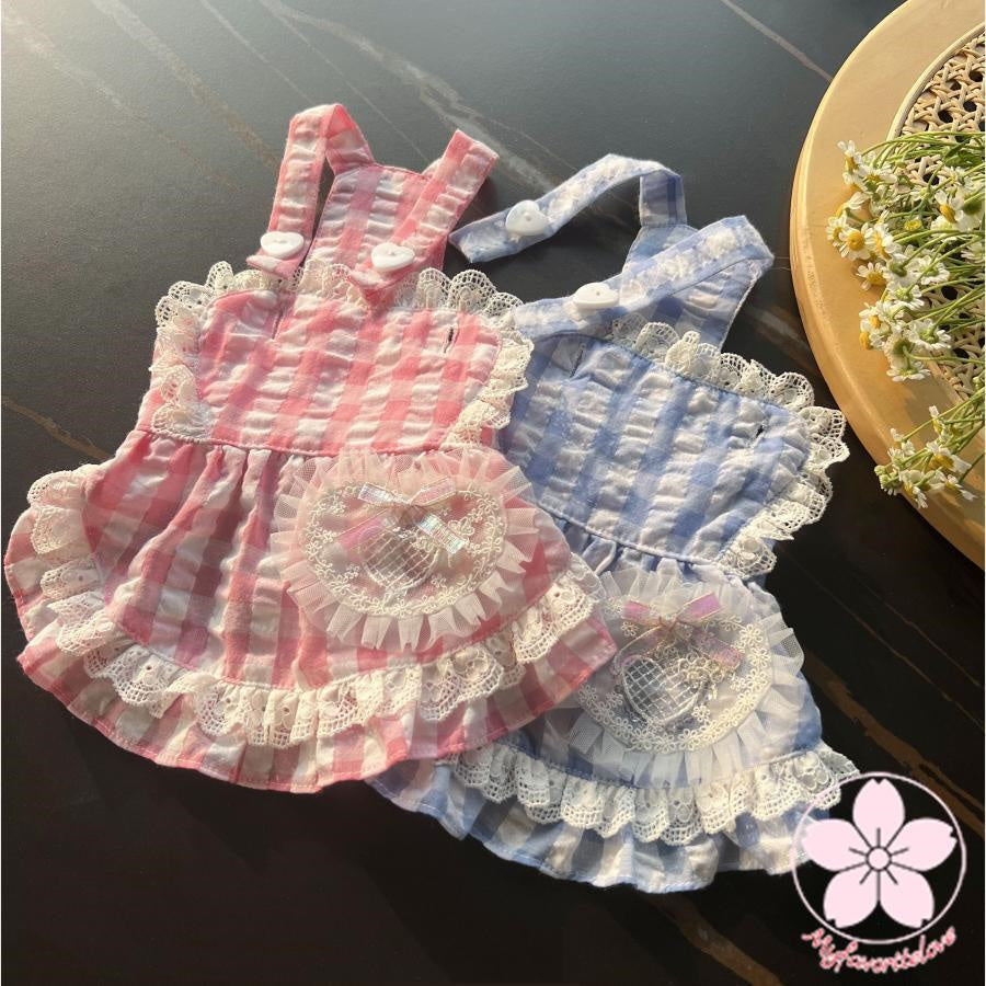 万能流行感 ぺット 服 安い 犬 春 夏 チェック フリル キャミソール かわいい 可愛い ハイブランド 猫 ドッグ ウェア