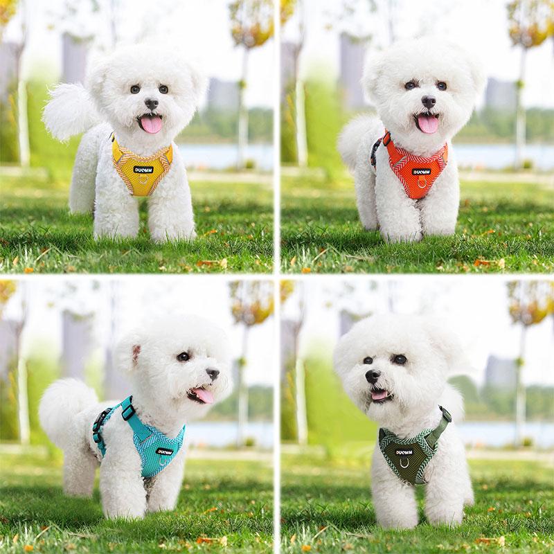 通気性抜群 メッシュ素材 着脱簡単 抜けない 4カラー 蒸れない 春夏用最適 犬ハーネスリードセット